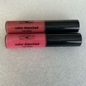 LOT OF 2 Laura Geller Color Drenched Lip Gloss / Piazza Pink & Amaretto  - NEW